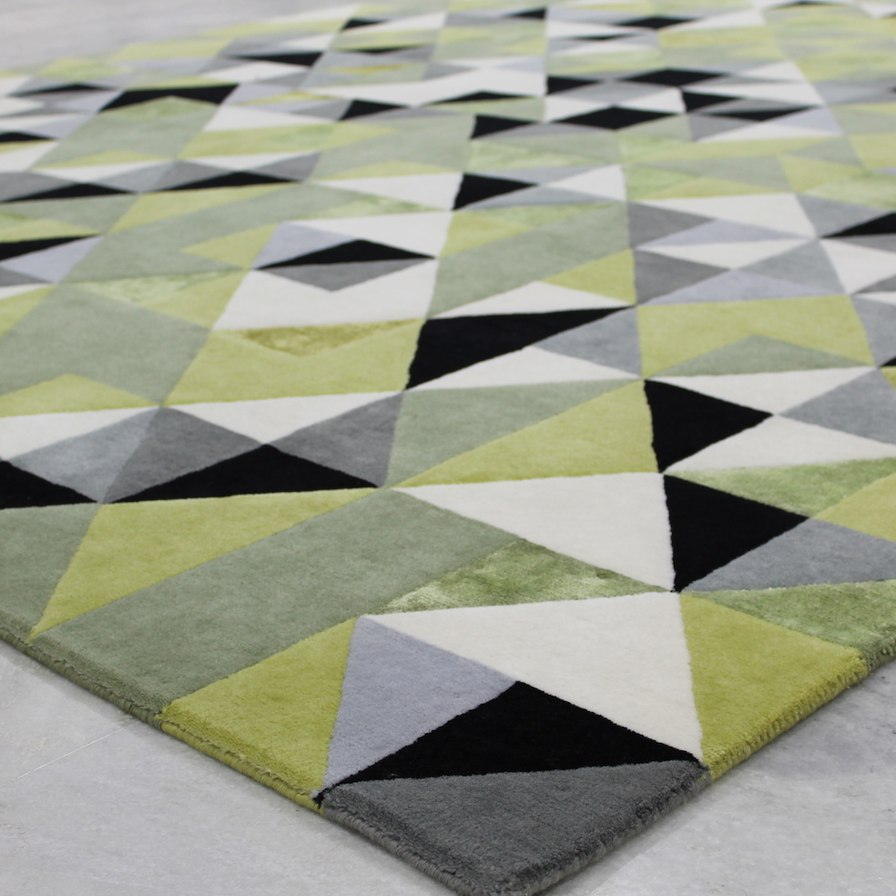 Diamond green black rug